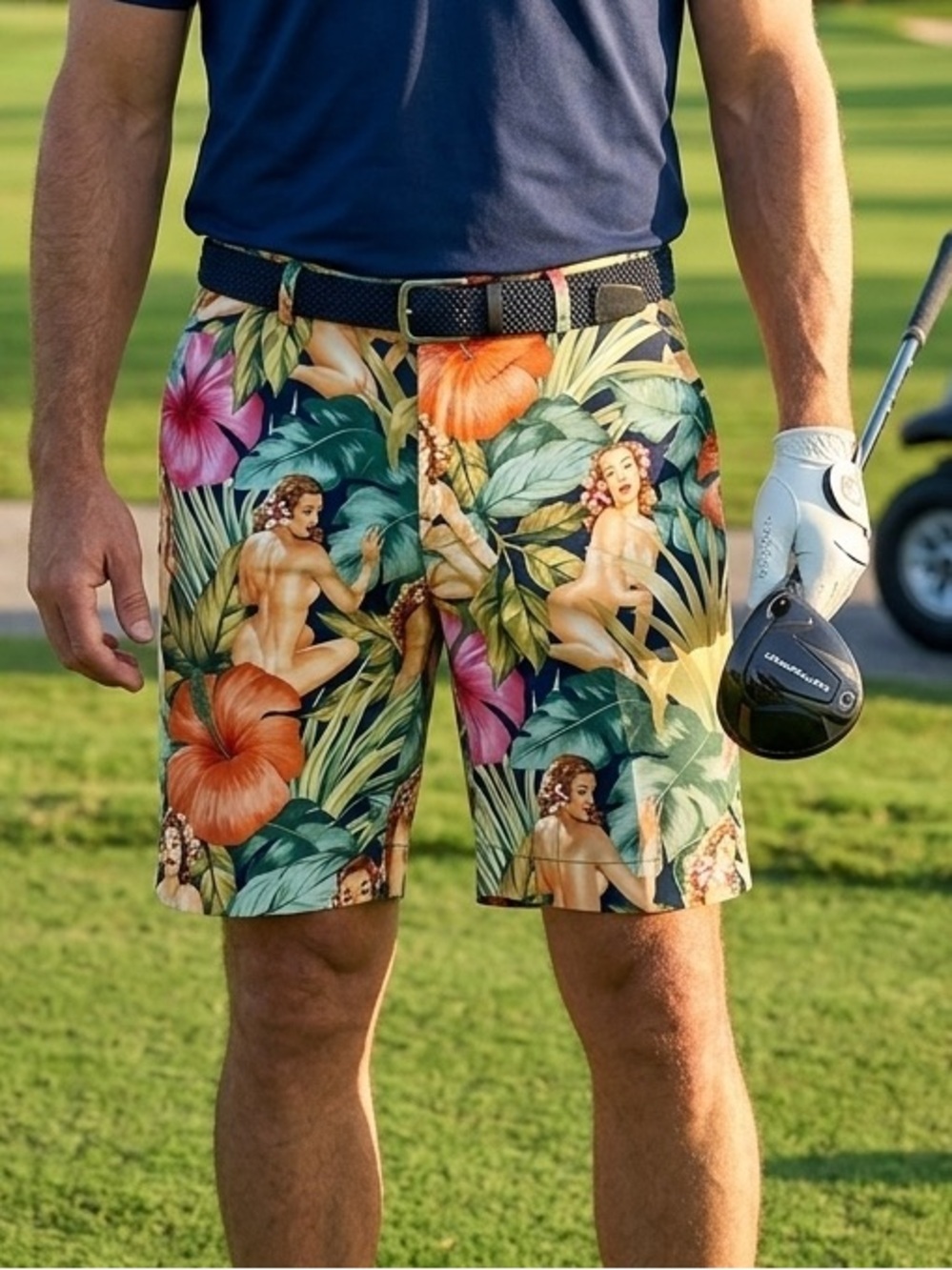 LOUDMOUTH GOLF Waikiki Pin Up Some Guys Come To Play Chino Golf Shorts (M2)